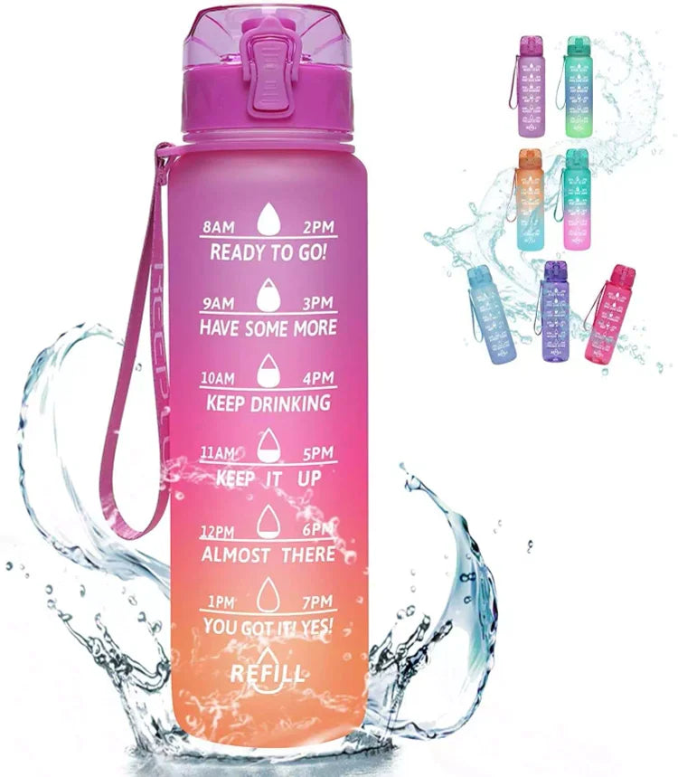 Space Cup Motivational Sports Water Cup with Time Stamp and Removable